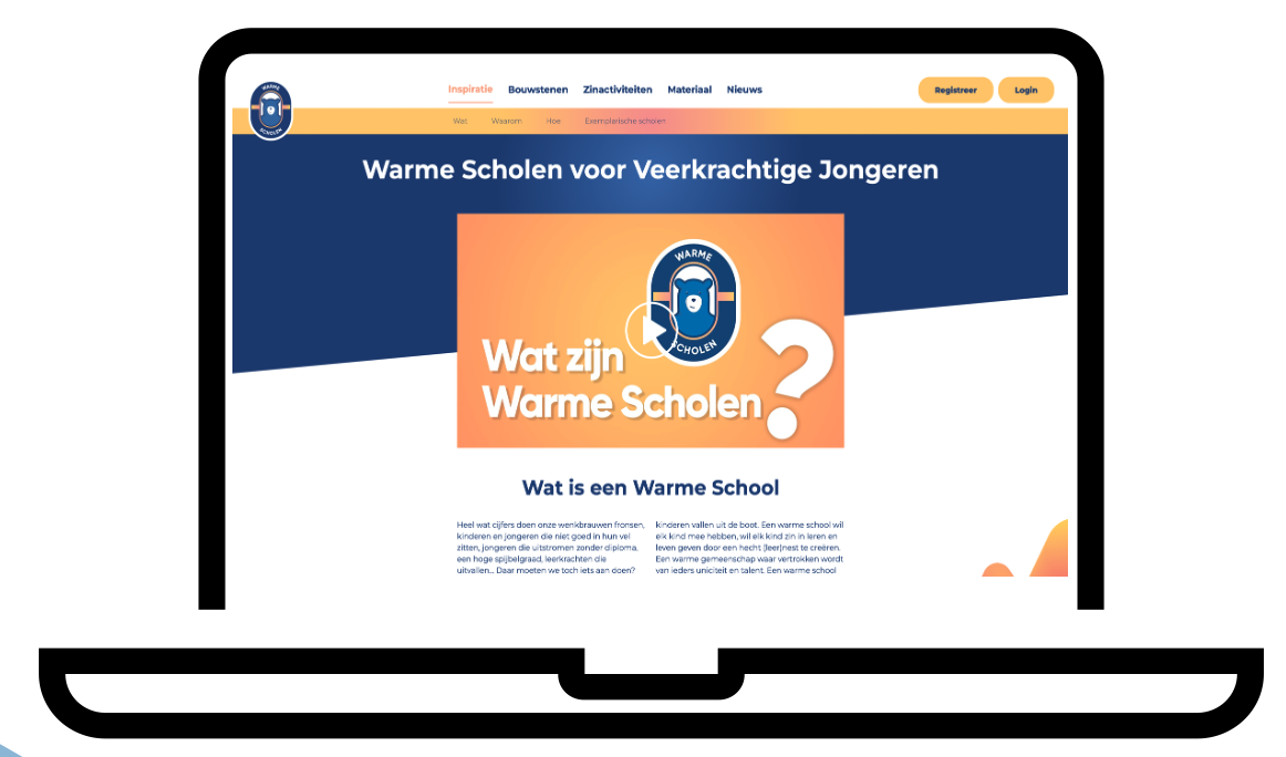 Warme scholen schermafbeelding van de website